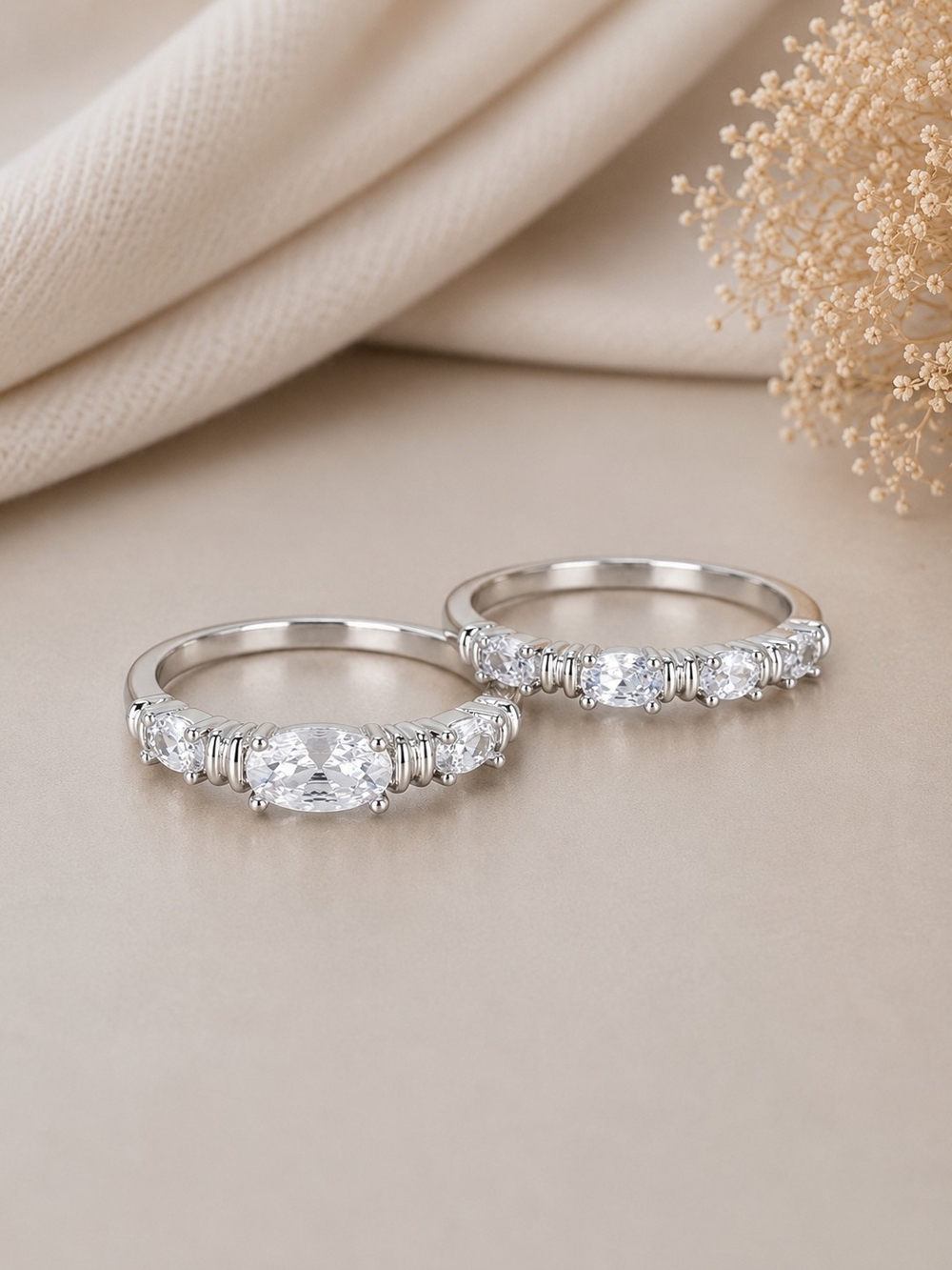 Silver CZ Stackable Ring - Picture 2 of 2